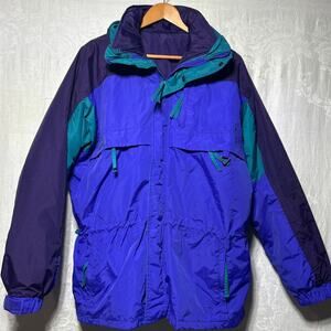 VTG Columbia Coat Large Blue Purple Gizmo Radial Sleeve Reversible Zip in Liner